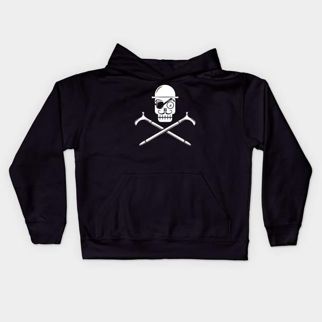 Pirate Skull with Bowler Hat (white) Kids Hoodie by dkdesigns27